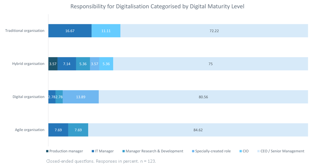 Responsibility for Digitalisation Categorised by Digital Maturity Level